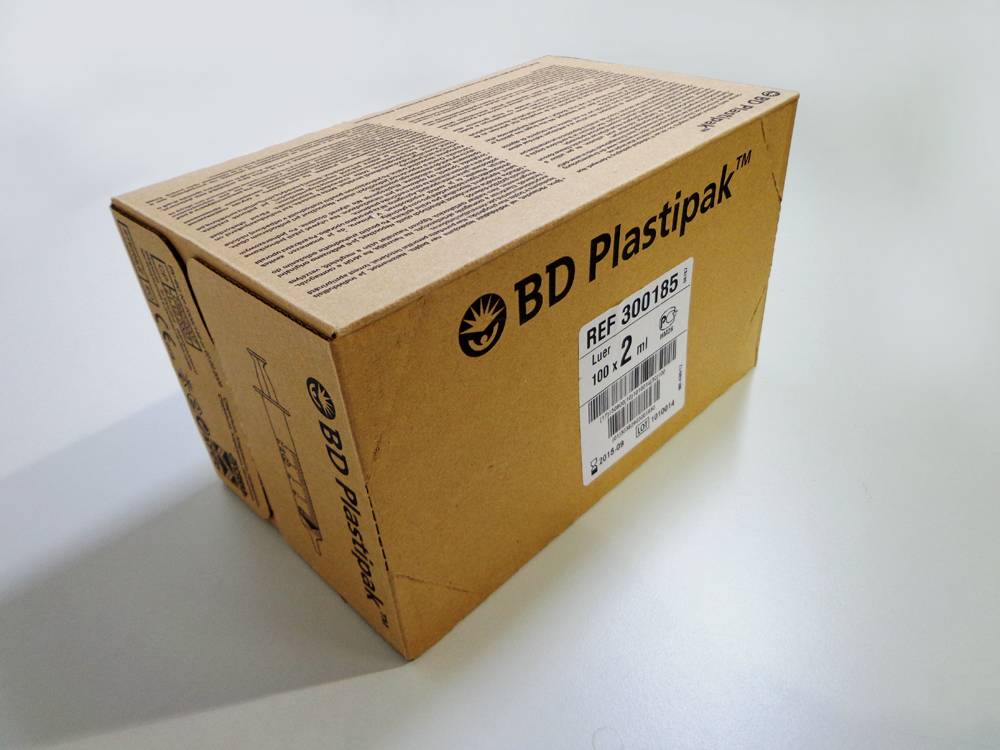 BD Plastipak 2ml Concentric Luer-Slip Three-Piece Syringe, 3000185. Box of 100 pcs.